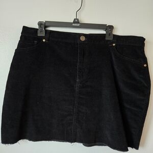 (3/$25) Rue+ Black Corduroy Mini Skirt High Waisted Raw Hem Stretch Size 2X